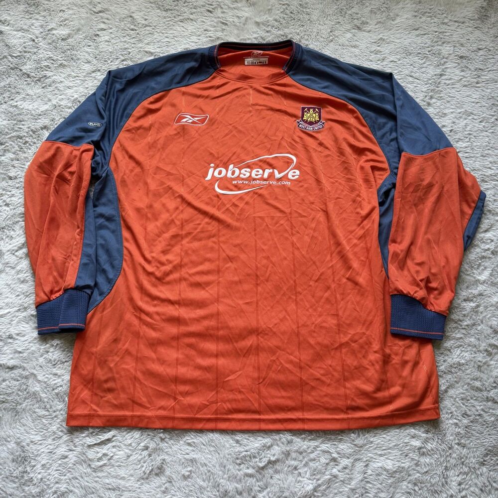 Y2K 2003-04 WEST HAM UNITED GOALKEEPER LONG SLEEVE HOME SHIRT REEBOK JERSEY XXL